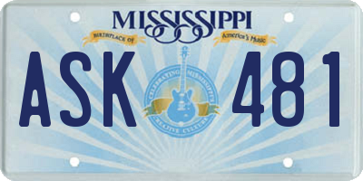 MS license plate ASK481