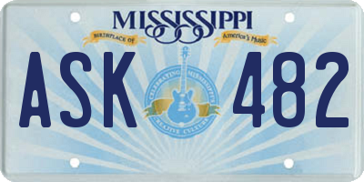 MS license plate ASK482