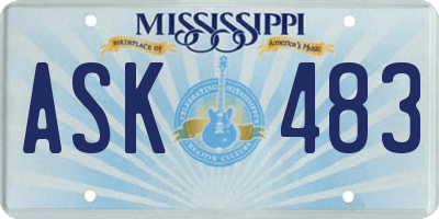 MS license plate ASK483