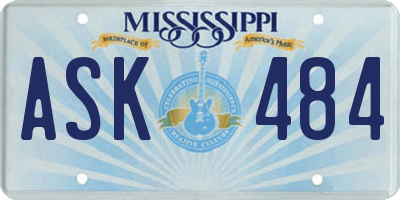 MS license plate ASK484