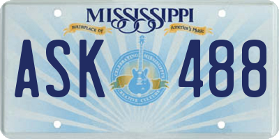MS license plate ASK488