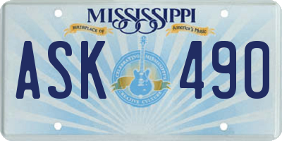 MS license plate ASK490