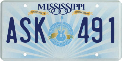 MS license plate ASK491