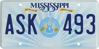 MS license plate ASK493