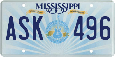 MS license plate ASK496