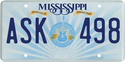 MS license plate ASK498