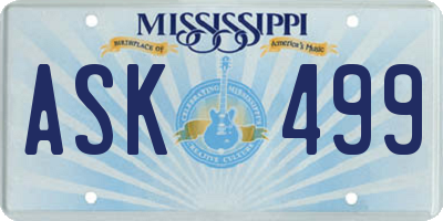 MS license plate ASK499