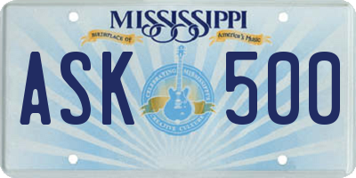MS license plate ASK500