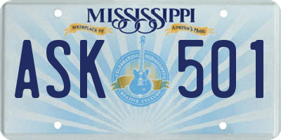 MS license plate ASK501