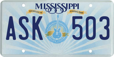 MS license plate ASK503