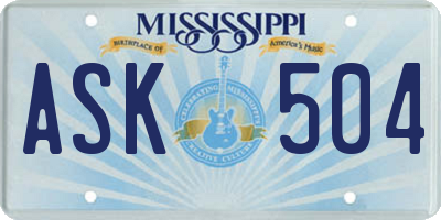 MS license plate ASK504