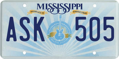 MS license plate ASK505