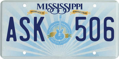MS license plate ASK506