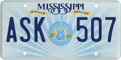 MS license plate ASK507