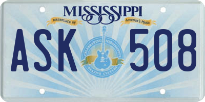MS license plate ASK508