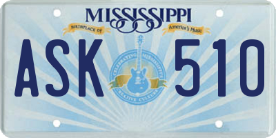 MS license plate ASK510