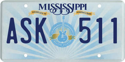 MS license plate ASK511