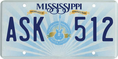 MS license plate ASK512