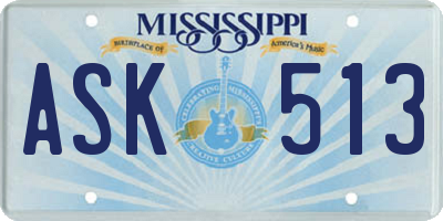 MS license plate ASK513