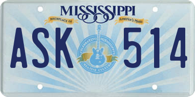 MS license plate ASK514