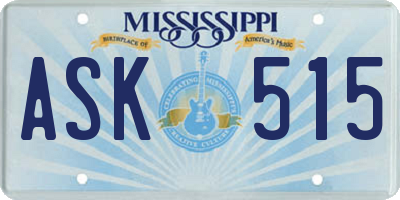 MS license plate ASK515