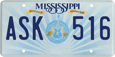 MS license plate ASK516