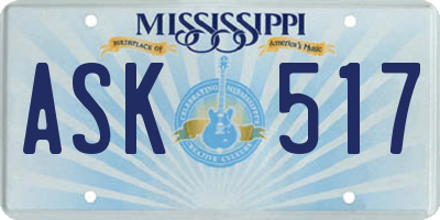 MS license plate ASK517