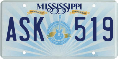 MS license plate ASK519