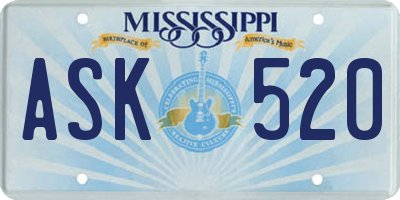 MS license plate ASK520