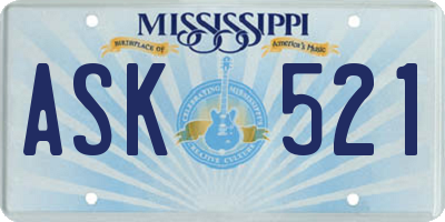 MS license plate ASK521