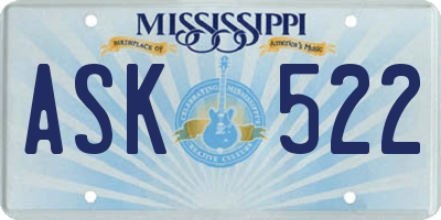 MS license plate ASK522