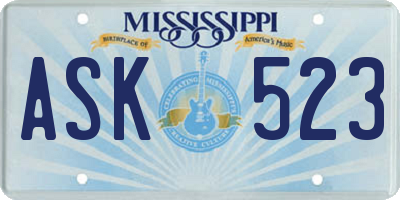 MS license plate ASK523