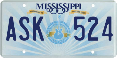 MS license plate ASK524