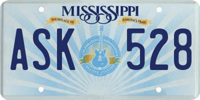 MS license plate ASK528