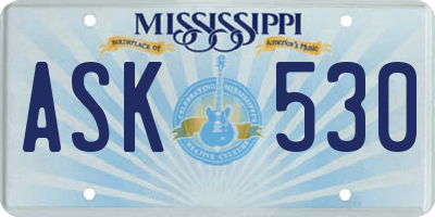 MS license plate ASK530