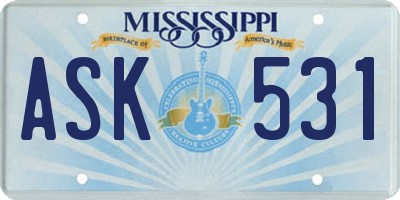 MS license plate ASK531