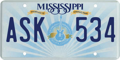 MS license plate ASK534