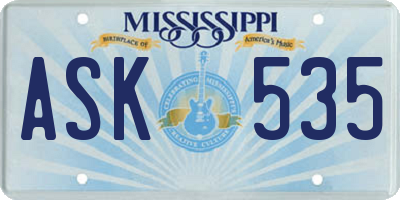 MS license plate ASK535