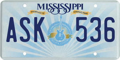 MS license plate ASK536