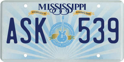 MS license plate ASK539