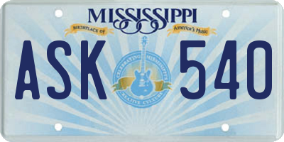 MS license plate ASK540