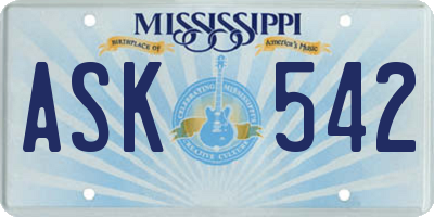 MS license plate ASK542