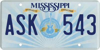 MS license plate ASK543