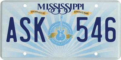 MS license plate ASK546