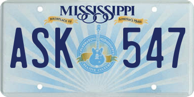 MS license plate ASK547