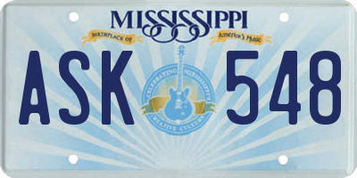 MS license plate ASK548
