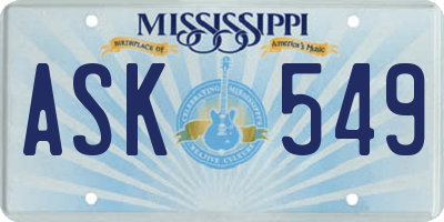 MS license plate ASK549