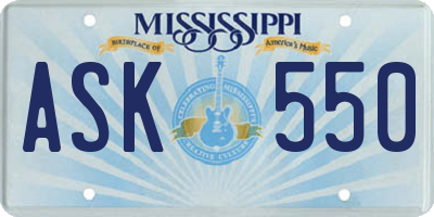 MS license plate ASK550