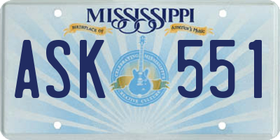 MS license plate ASK551
