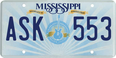 MS license plate ASK553